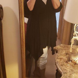 Women's Handkerchief Hem Black Blouse